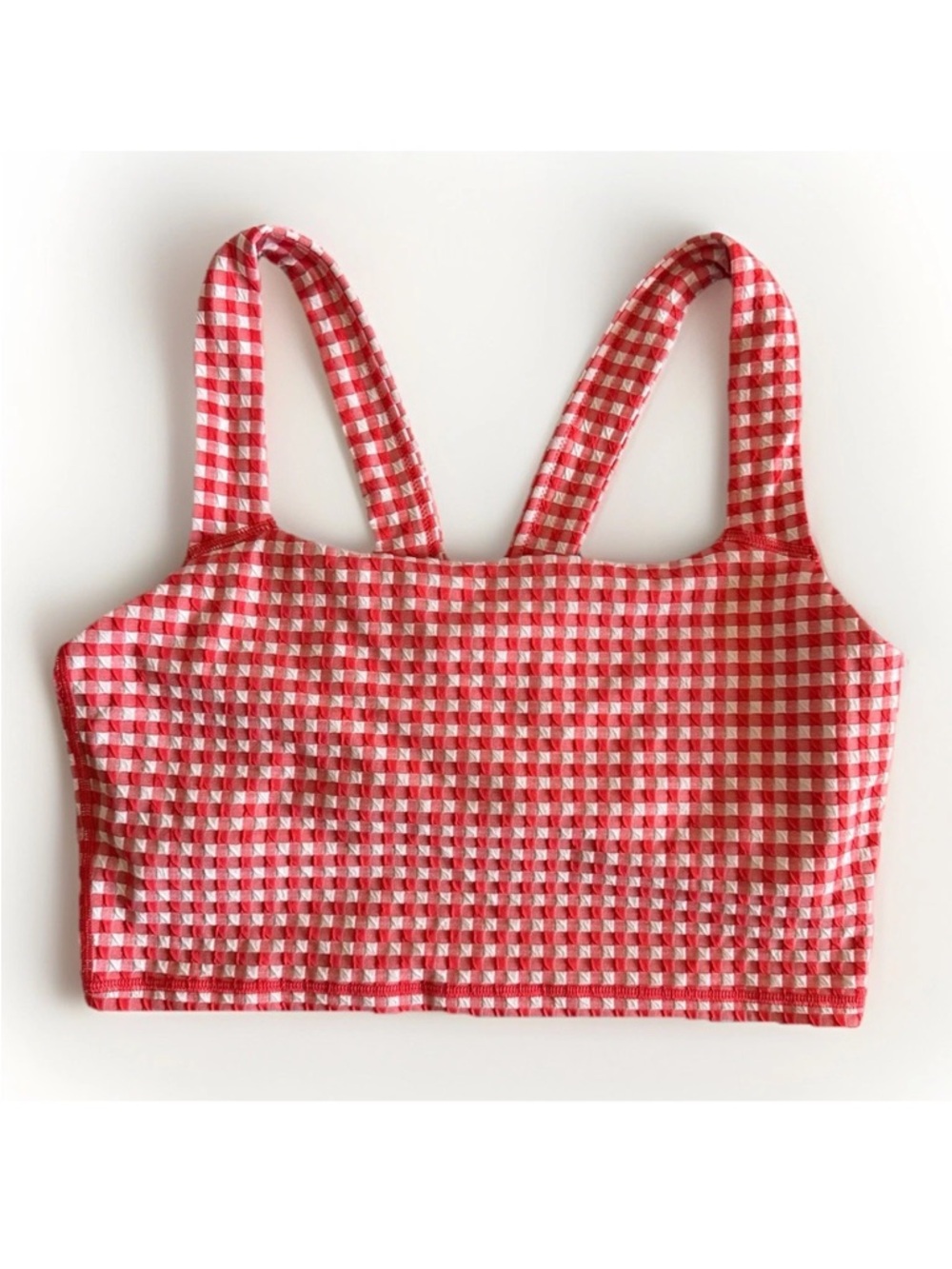 OFFLINE by‎ Aerie Red Gingham Seersucker Crop Top XL Medium Support V-Back GUC
